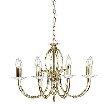Lampadario Classico Aegean Acciaio Ottone Lucido 8 Luci E14