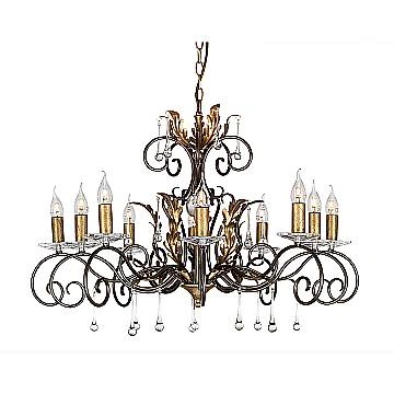 Lampadario Classico Amarilli Acciaio Bronzo Oro 10 Luci E14