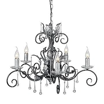 Lampadario Classico Amarilli Acciaio Nero Argento 5 Luci E14