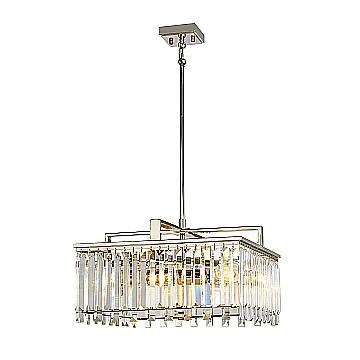 Lampadario Aries Acciaio Nichelato Lucido Cristallo Trasparente 4 Luci E27
