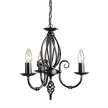 Lampadario Classico Artisan Acciaio Nero 3 Luci E14