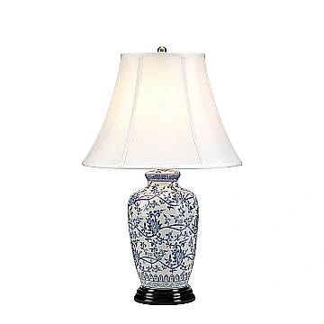 Lampada Da Scrivania Contemporanea Blue Ginger Jar Porcellana Blu 1 Luce E27
