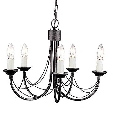 Lampadario Classico Carisbrooke Acciaio Nero 5 Luci E14