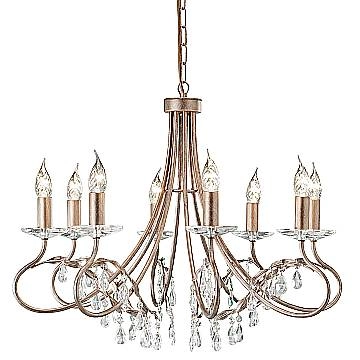 Lampadario Classico Christina Acciaio Cristallo Oro 8 Luci E14