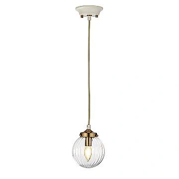 Sospensione Contemporanea Cosmos Acciaio Crema Vetro Ottone 1 Luce E14