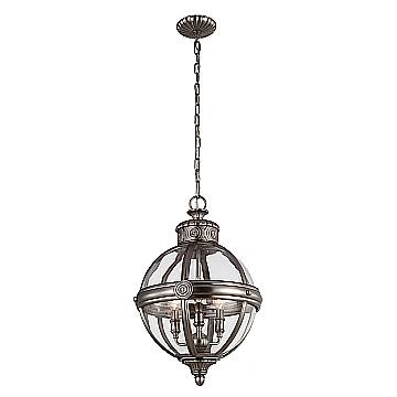 Lampadario Industrial Nordico Adams Acciaio Nichel Antico Vetro 3 Luci E14