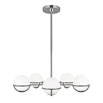 Lampadario Apollo Acciaio Nichel Vetro 5 Luci G9 3 Ledw 3000K 1600Lm