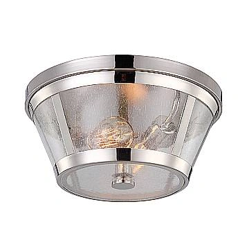 Plafoniera Contemporanea Harrow Alluminio Nichel Lucido Vetro 2 Luci E27