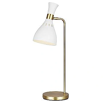 Lampada Da Scrivania Contemporanea Joan Acciaio Bianco Ottone Brunito 1 Luce E27