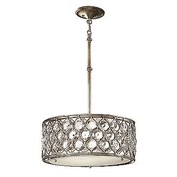 Lampadario Contemporaneo Lucia In Acciaio Argento Brunito Cristallo 3 Luci E27