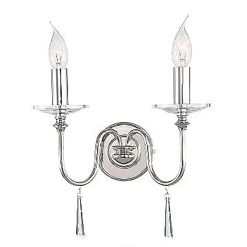 Applique Classica Finsbury Park Acciaio Nichel Lucido Vetro 2 Luci E14