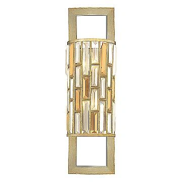 Applique Contemporanea Gemma Acciaio Foglia Argento Cristallo 2 Luci E14