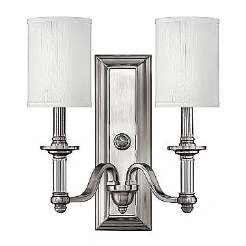 Applique Classica Sussex Acciaio Nichel Spazzolato Tessuto 2 Luci E14