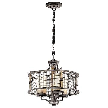 Lampadario Contemporaneo Ahrendale Ferro Incudine Vetro 3 Luci E27