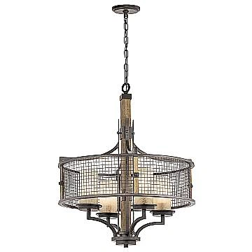 Lampadario Contemporaneo Ahrendale Ferro Incudine Vetro 4 Luci E27
