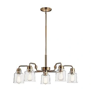 Lampadario Contemporaneo Aivian Acciaio Ottone Anticato 5 Luci E27