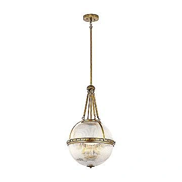 Lampadario Contemporaneo Aster Vetro Ottone Naturale 3 Luci E14