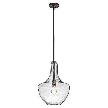 Sospensione Contemporanea Everly In Acciaio Bronzo Antico Vetro 1 Luce E27