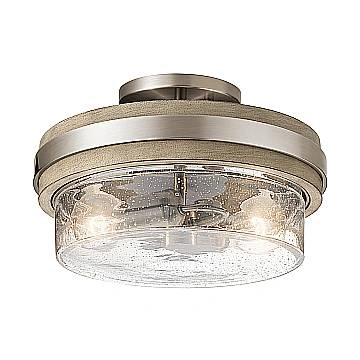 Lampadario Contemporaneo Grand Bank Acciaio Grigio Antico Vetro 2 Luci E27