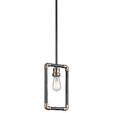 Sospensione Industrial Nordica Imahn Acciaio Nero Ottone 1 Luce E27