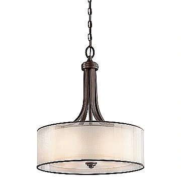 Lampadario Contemporaneo Lacey Acciaio Bronzo Antico Tessuto 4 Luci E27