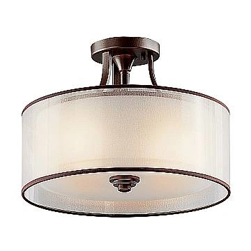 Lampadario Contemporaneo Lacey Acciaio Bronzo Antico Tessuto 3 Luci E27