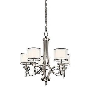 Lampadario Contemporaneo Lacey Acciaio Peltro Antico Tessuto 5 Luci E14