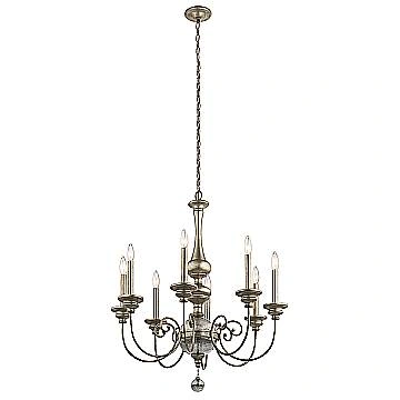 Lampadario Classico Rosalie Acciaio Oro Sterlina 8 Luci E14