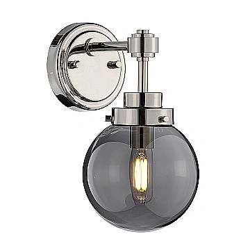 Applique Contemporanea Kula Acciaio Nichel Lucido Vetro 1 Luce E14
