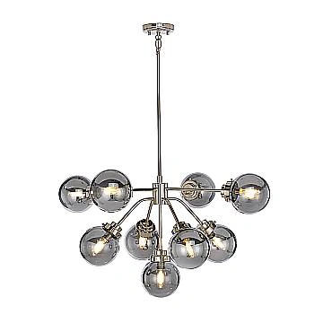Lampadario Contemporaneo Kula Acciaio Nichel Lucido Vetro 9 Luci E14