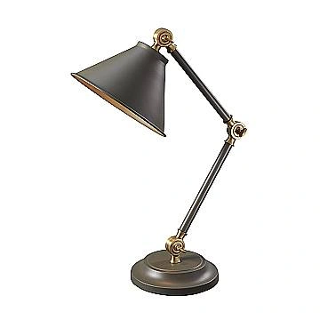 Lampada Da Scrivania Industrial Provence Acciaio Grigio Ottone Antico 1 Luce E27