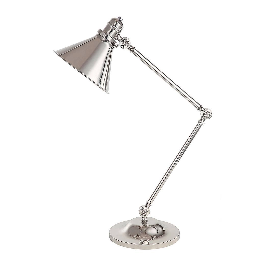 Lampada Scrivania Industrial Nordico Provence Acciaio Nichel Lucido 1 Luce E27 PV-TL-PN