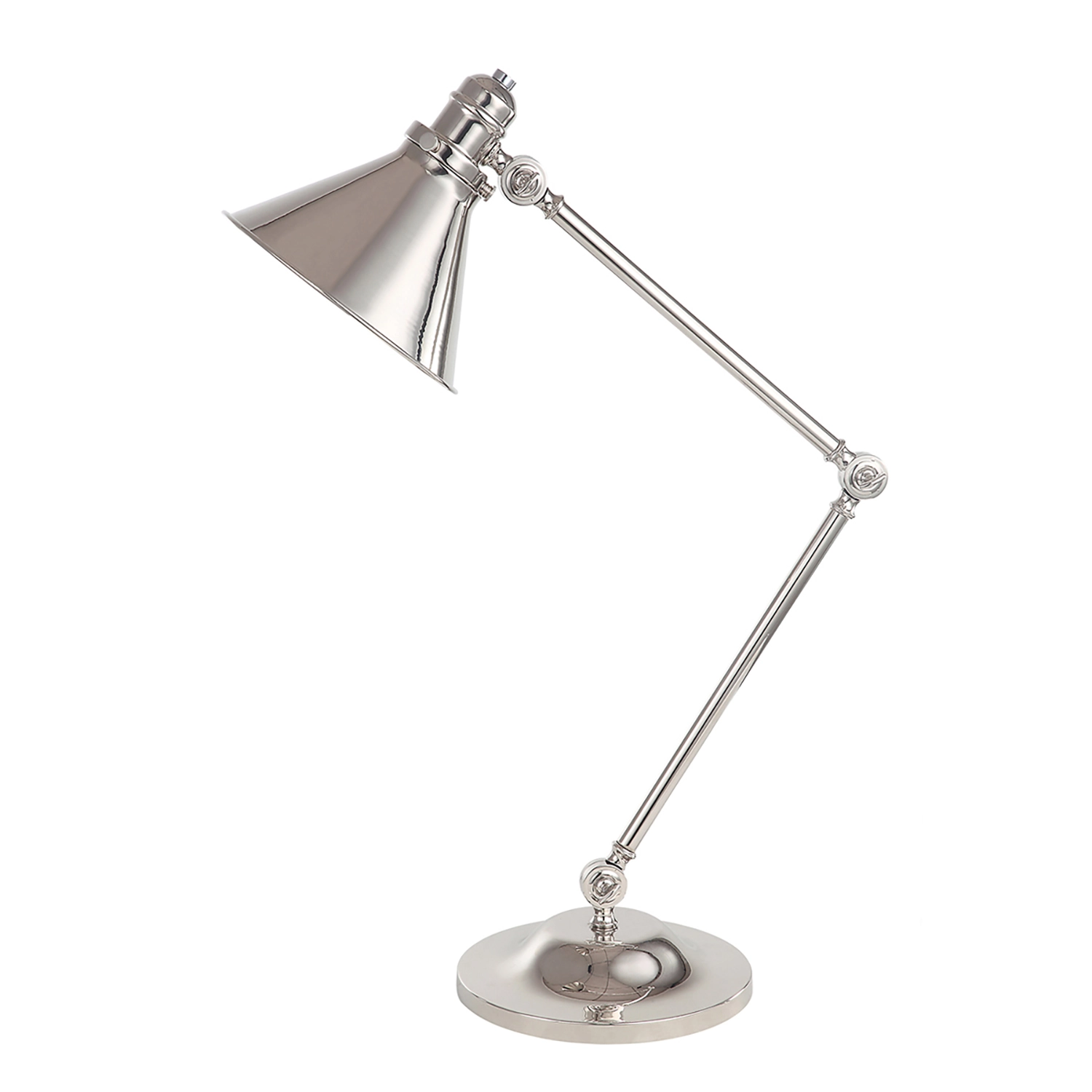 Lampada Scrivania Industrial Nordico Provence Acciaio Nichel Lucido 1 Luce E27 PV-TL-PN