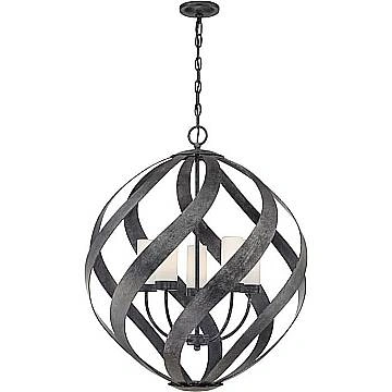 Lampadario Per Esterno Nordico Blacksmith Acciaio Nero Antico Vetro 5 Luci E14