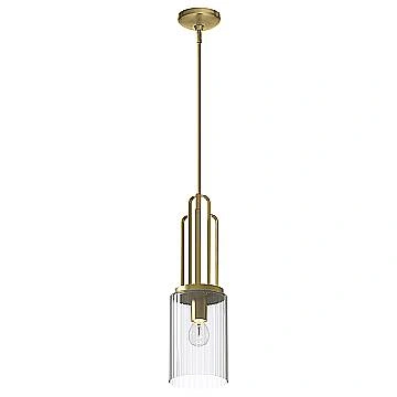 Sospensione Contemporanea Kimrose Acciaio Ottone Spazzolato Vetro 1 Luce E27
