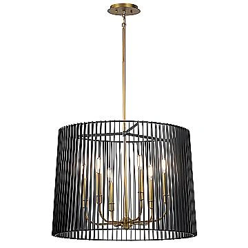 Lampadario Contemporaneo Linara Acciaio Nero Ottone Naturale Ottone 6 Luci E14