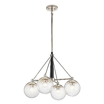 Lampadario Contemporaneo Marilyn Acciaio Nichel Lucido Vetro 4 Luci E27