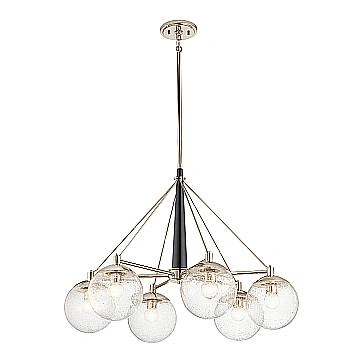 Lampadario Contemporaneo Marilyn Acciaio Nichel Lucido Vetro 6 Luci E27