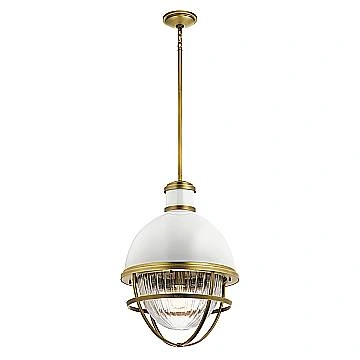 Sospensione Contemporanea Tollis Acciaio Ottone Naturale Bianco Grande Luce E27