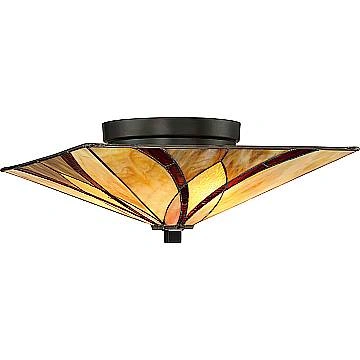 Plafoniera Tiffany Asheville Metallo Bronzo Valiant 2 Luci E27