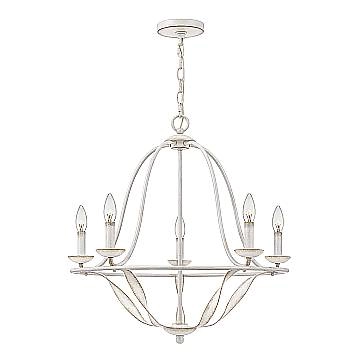 Lampadario Industrial Nordico Bradbury Acciaio Bianco Antico 5 Luci E14