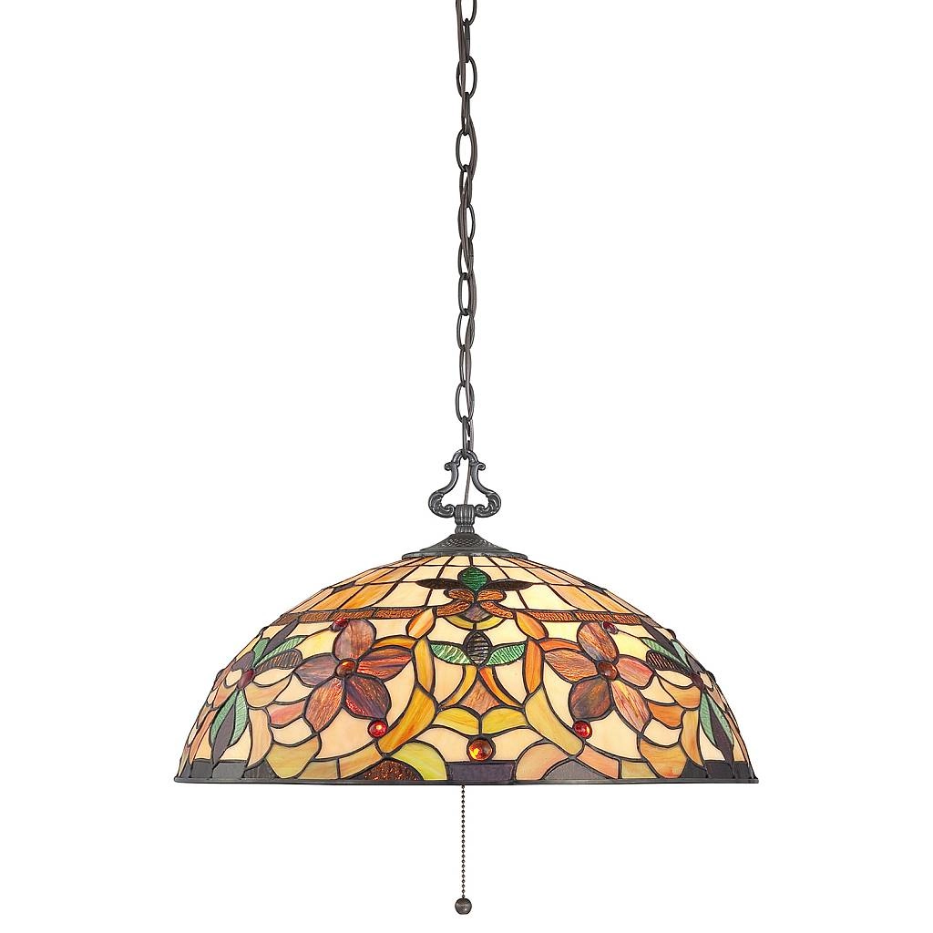 Lampadario Tiffany Kami Metallo Bronzo Vintage 3 Luci E27 QZ-KAMI-P