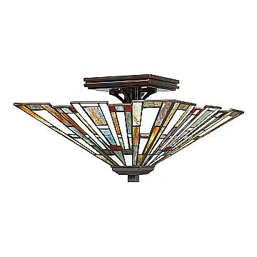 Plafoniera Tiffany Maybeck Acciaio Bronzo Valiant 2 Luci E27