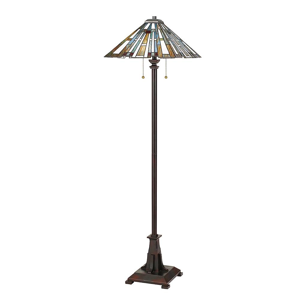 Piantana Tiffany Maybeck Acciaio Bronzo Valiant 2 Luci E27 QZ-MAYBECK-FL