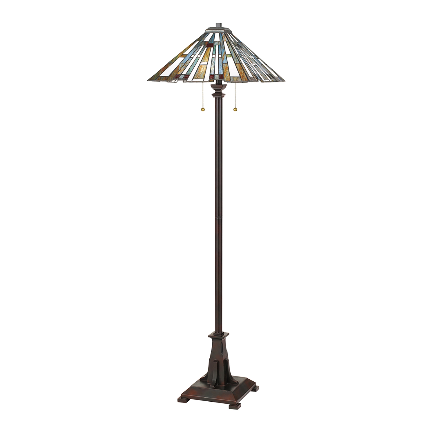Piantana Tiffany Maybeck Acciaio Bronzo Valiant 2 Luci E27 QZ-MAYBECK-FL