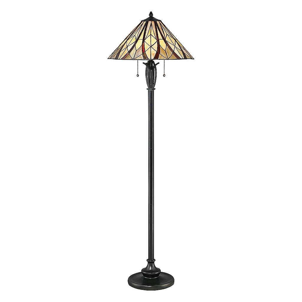 Piantana Tiffany Victory Vetro Bronzo Valiant 2 Luci E27 QZ-VICTORY-FL