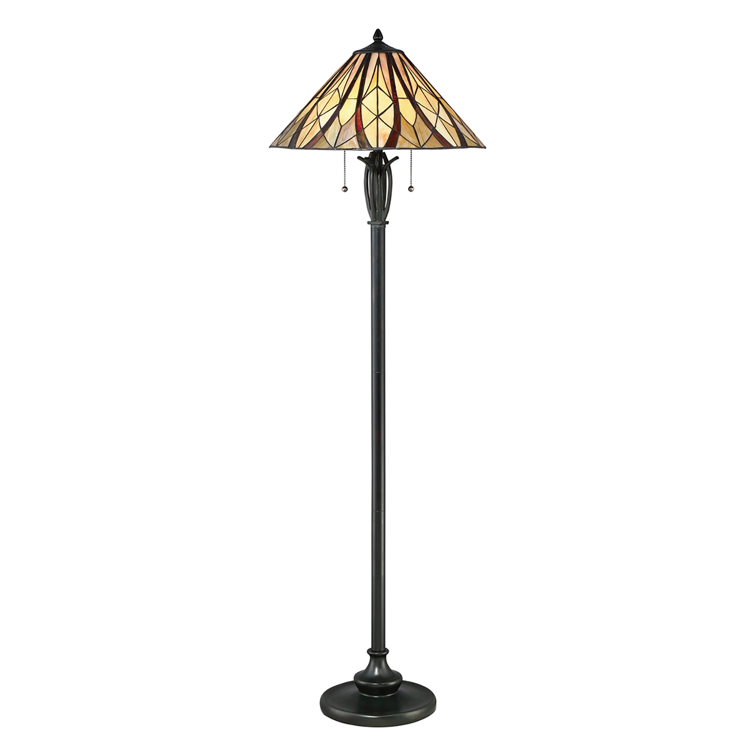 Piantana Tiffany Victory Vetro Bronzo Valiant 2 Luci E27 QZ-VICTORY-FL
