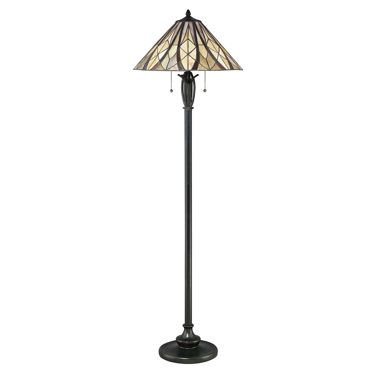 Piantana Tiffany Victory Vetro Bronzo Valiant 2 Luci E27 QZ-VICTORY-FL