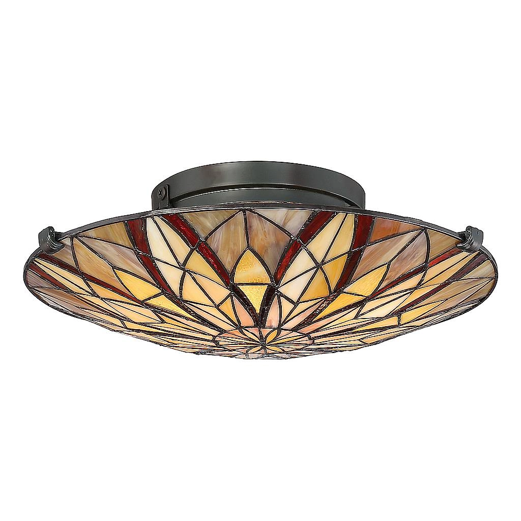 Lampadario Tiffany Victory Vetro Bronzo Valiant 2 Luci E27 QZ-VICTORY-SF