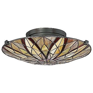 Lampadario Tiffany Victory Vetro Bronzo Valiant 2 Luci E27 QZ-VICTORY-SF